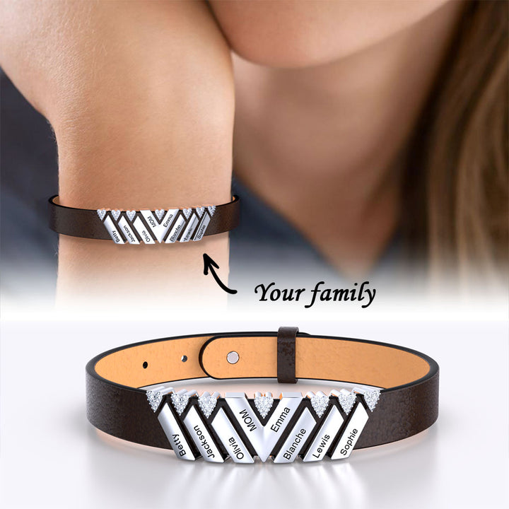 Personalised Heart Crystal Leather Bracelet With V Shape
