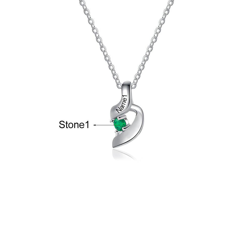 Mother's Day Heart 925 Sterling Silver Birthstones Necklace