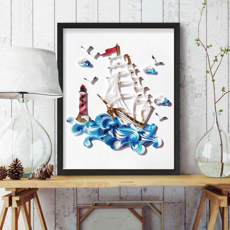 Quilling paper painting Kit - Sailboat