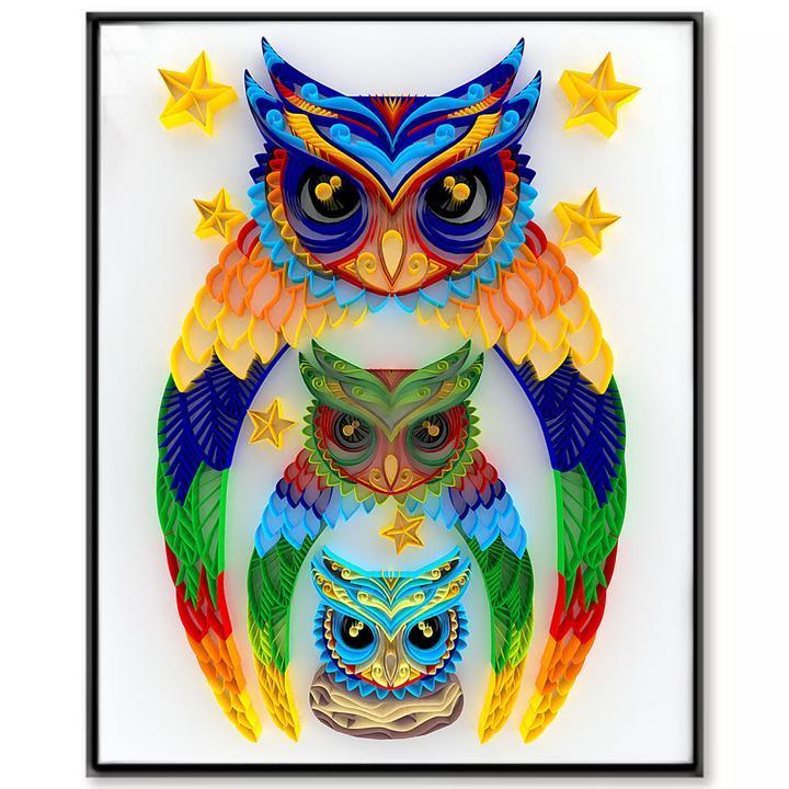 Paper Filigree painting Kit - Charming Owl