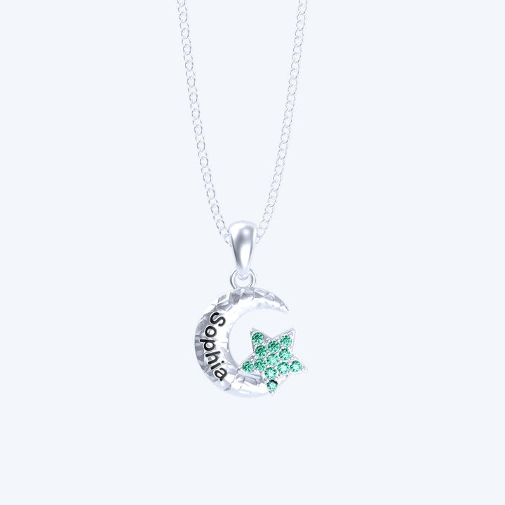 Granddaughter Star and Moon Necklace