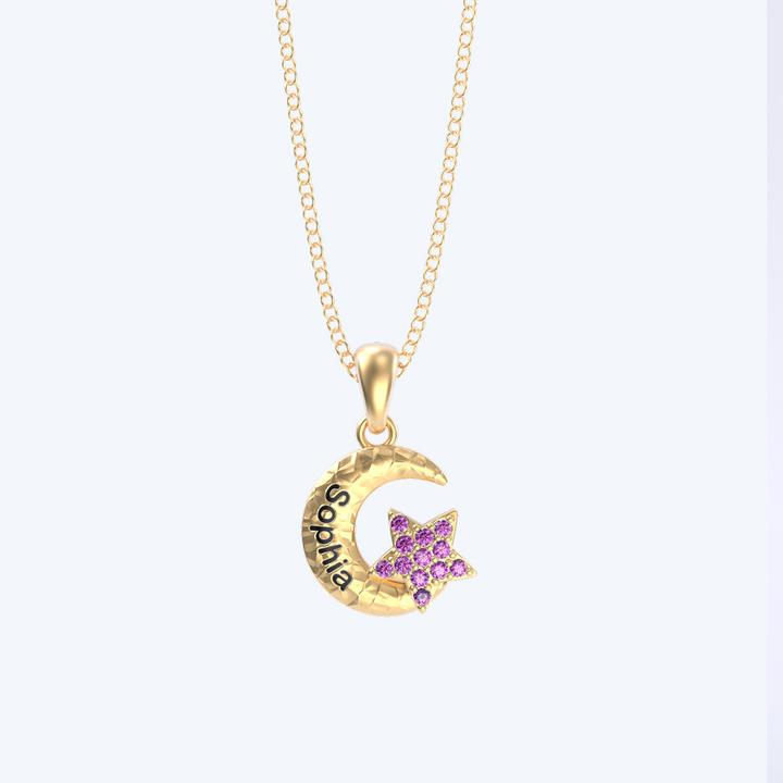 Granddaughter Star and Moon Necklace