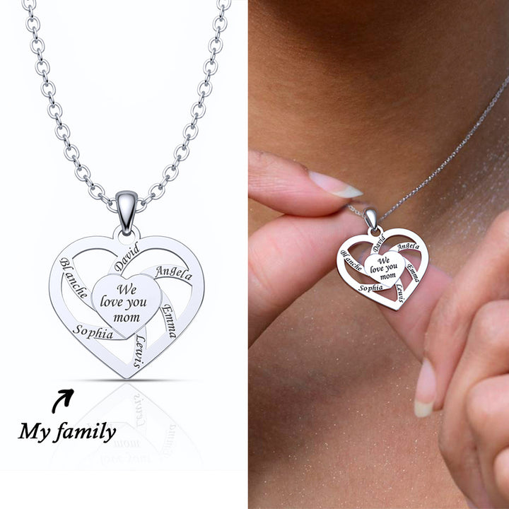 Mother's Day Gift-Personalized Name Family Heart Necklace