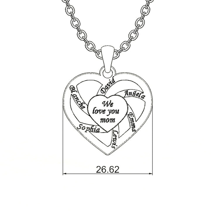 Mother's Day Gift-Personalized Name Family Heart Necklace