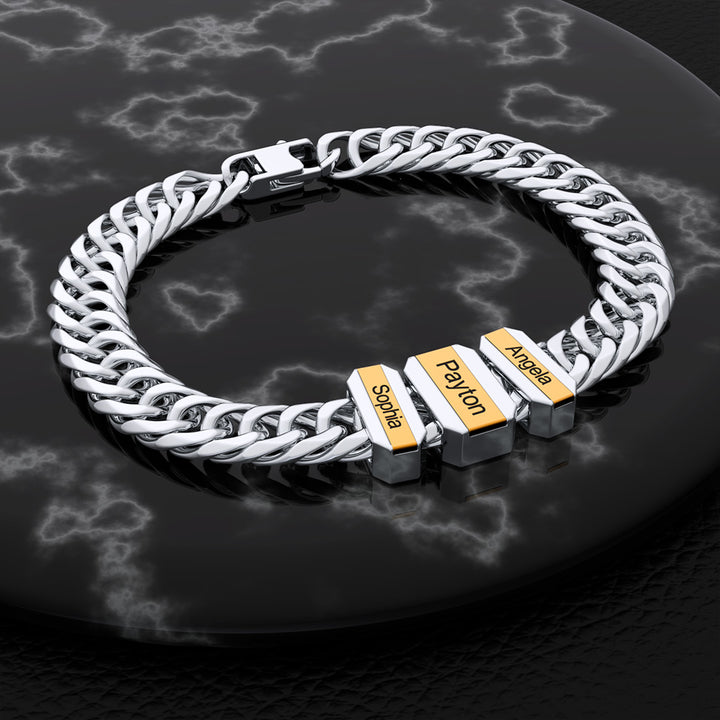 Father's Day Gift Cuba Link Men's Bracelet With Personalized Beads
