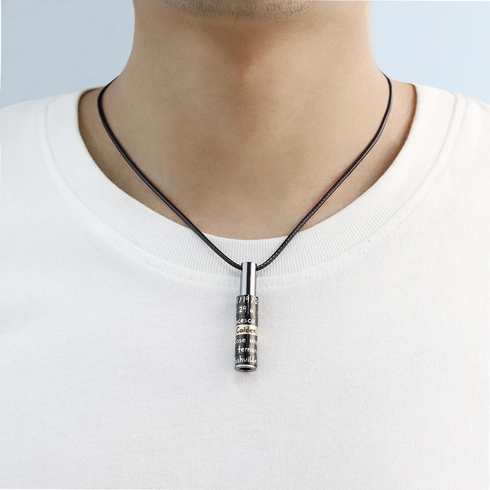 Father's Day Gift Personalized whistle-type bar necklace for men