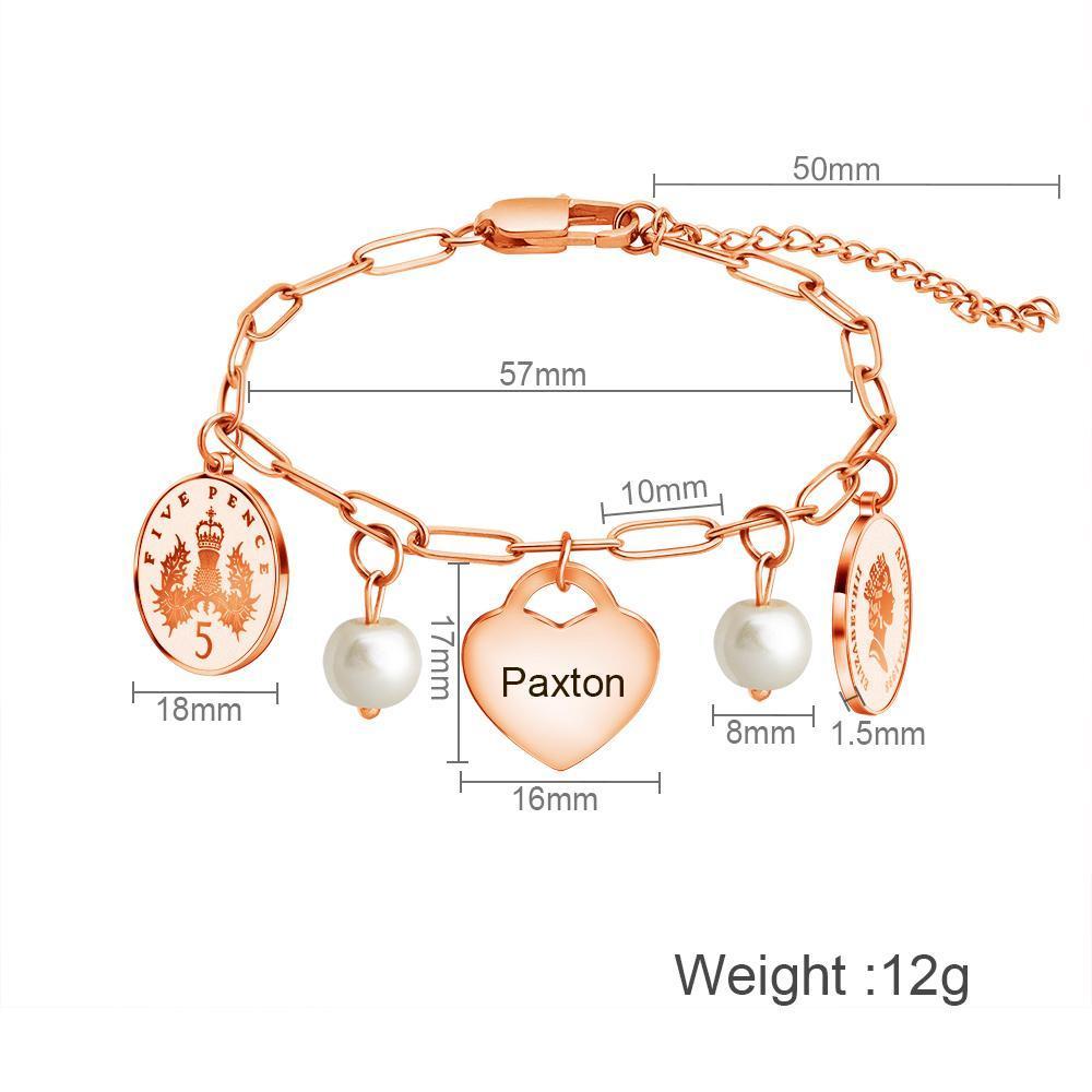 Mother's Day Gift Customized Lock Chain  Bracelet With Pearl Gift For Women