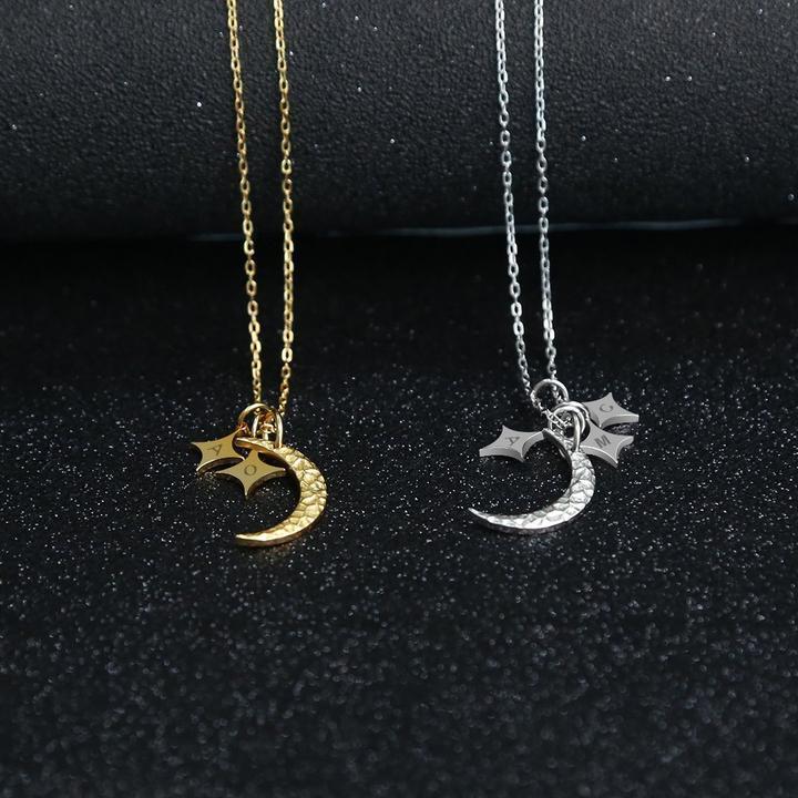 Mother's Day Gift “I love you to the ”Moon and Stars initials Necklace
