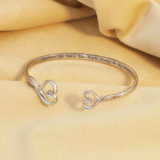 "Always My Daughter" Engraved Heart Shaped Diamond Bracelet