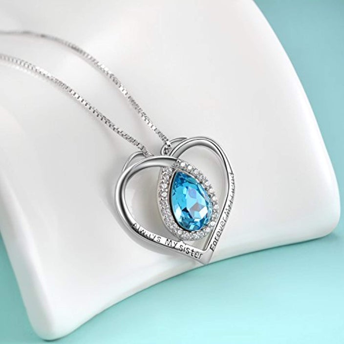 Always My Sister Forever My Friend Love Heart Pendant Necklace