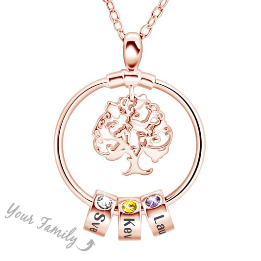 Mother's Day Gift Personalized Family Tree with Name Charms Necklace