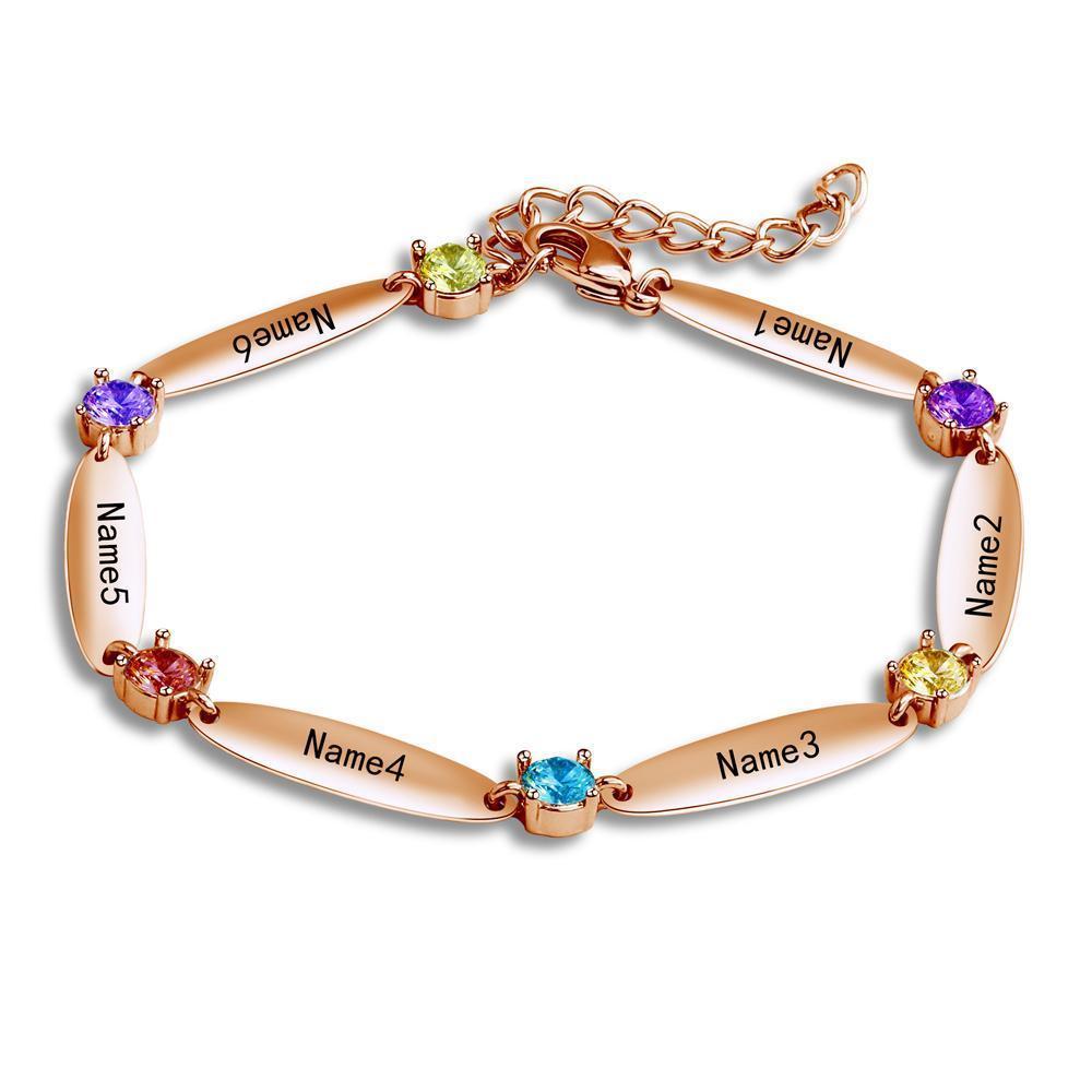 Mother's Day Gift Mother Bracelet with Family Names and Birthstones