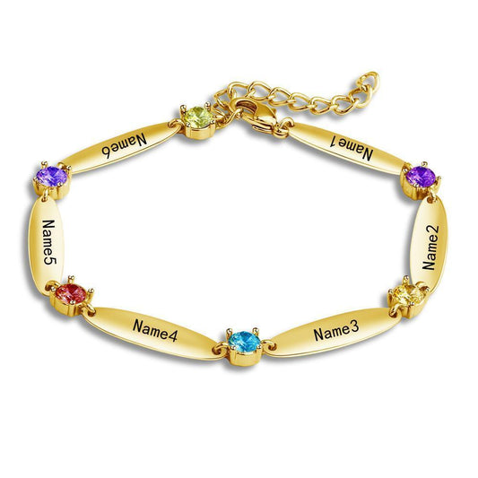 Mother's Day Gift Mother Bracelet with Family Names and Birthstones