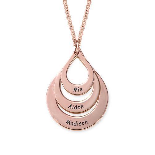 For her Engraved Family Necklace Drop Shaped