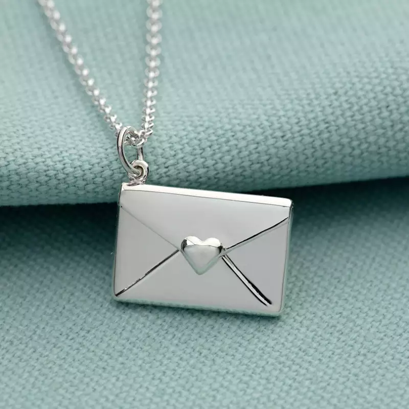🔥【Valentine's Day Sale】Personalised Silver Envelope Necklace with Engraved Insert