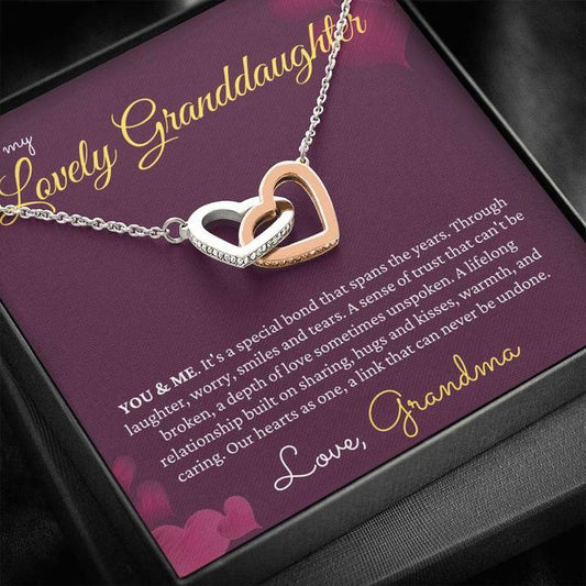 " Our Hearts As One Forever " to Granddaughter from Grandma Necklace