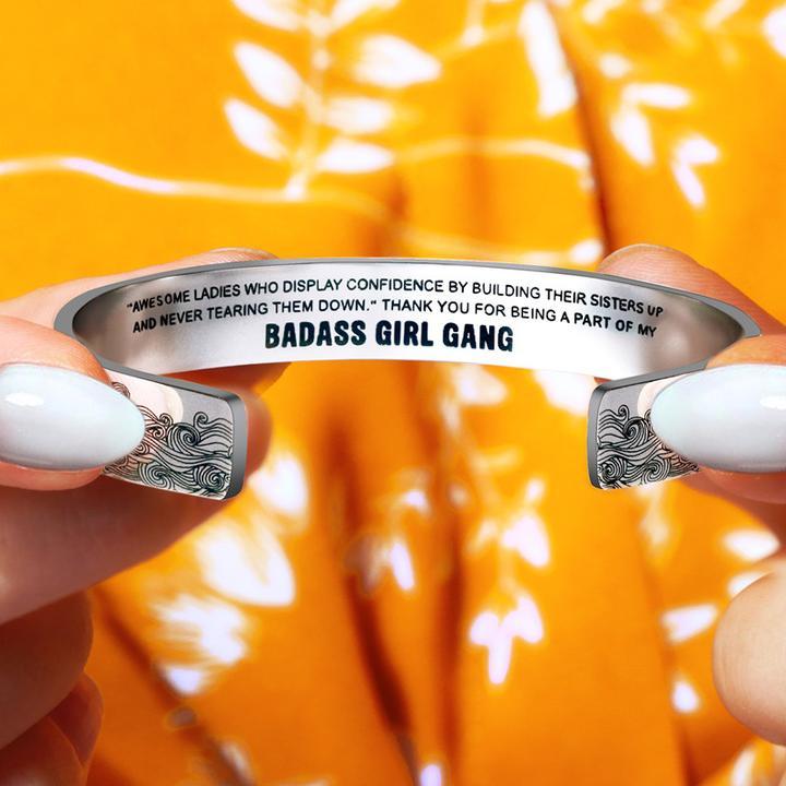 For Friends - Thank You For Being A Part Of My Badass Girl Gang Wave Cuff Bracelet