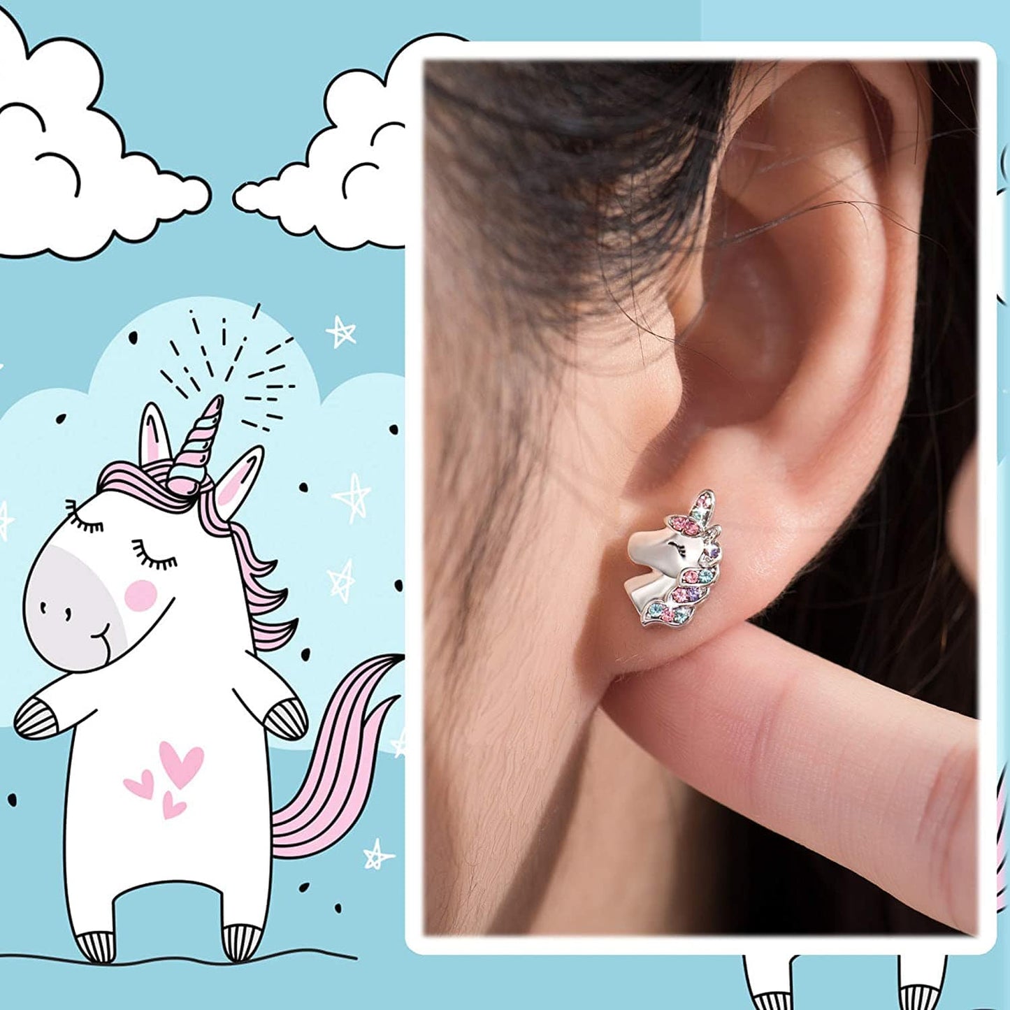 Unicorn Earrings with Zircon