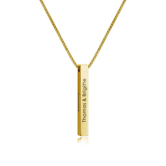 Personalized Engraved 3D Bar Necklace