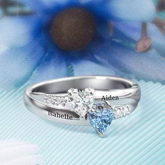 Personalized Heart Birthstone Ring