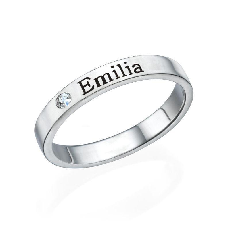Valentine's Day Gift Stackable Name Ring in Silver with Diamond Multiple name rings