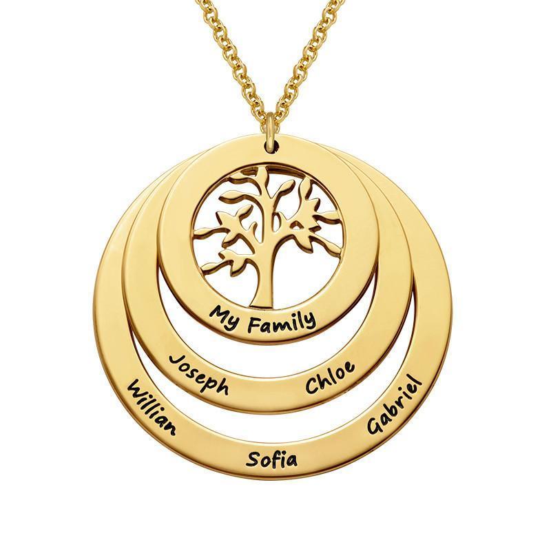 Mother's Day Gift Family Circle Necklace with Hanging Family Tree
