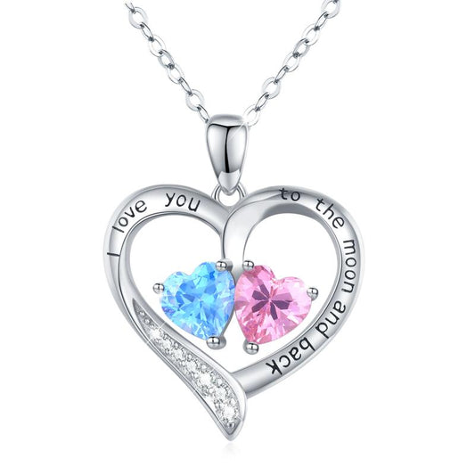 I Love You to The Moon and Back Opal Moon and Star Heart Necklace Jewelry