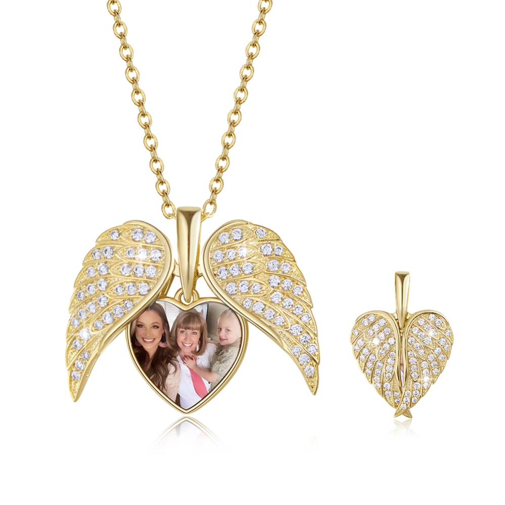 Valentine's Day Gift Angel Wing Custom Heart Picture Necklace