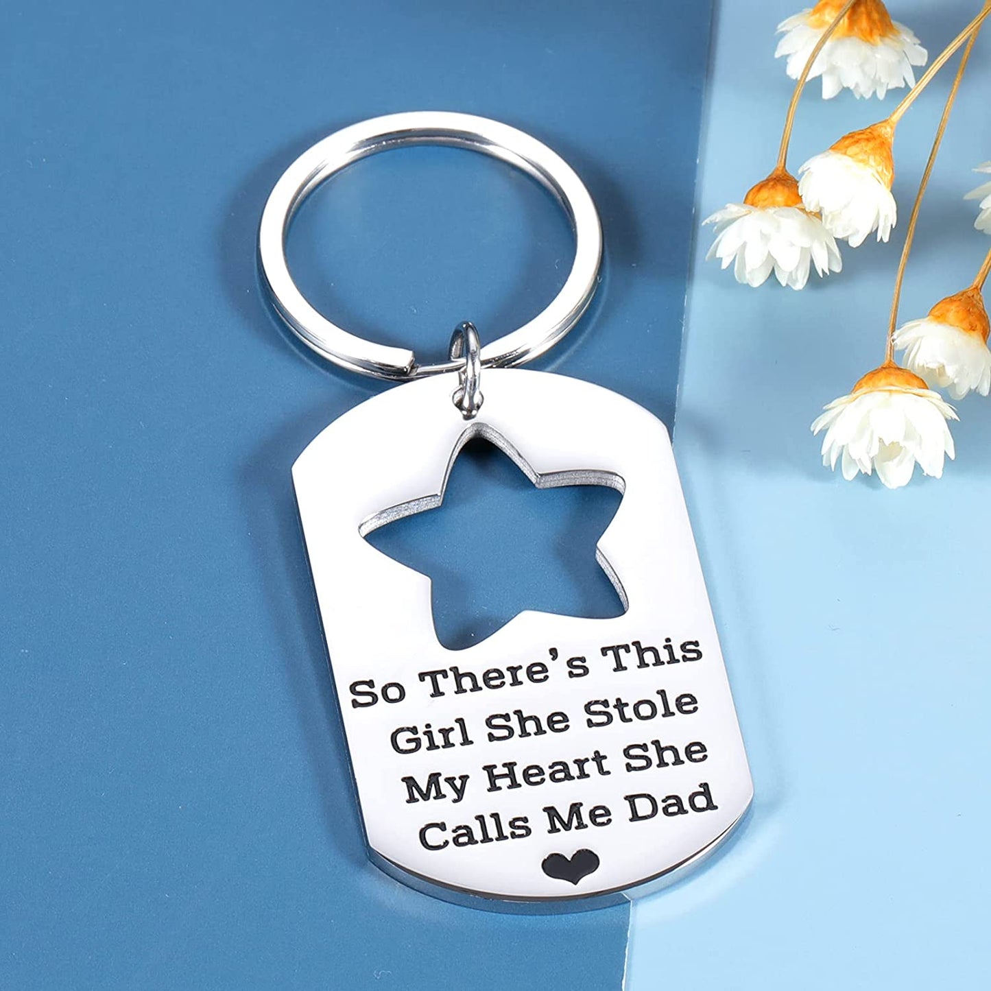 Father and Daughter Necklace Keychain Set