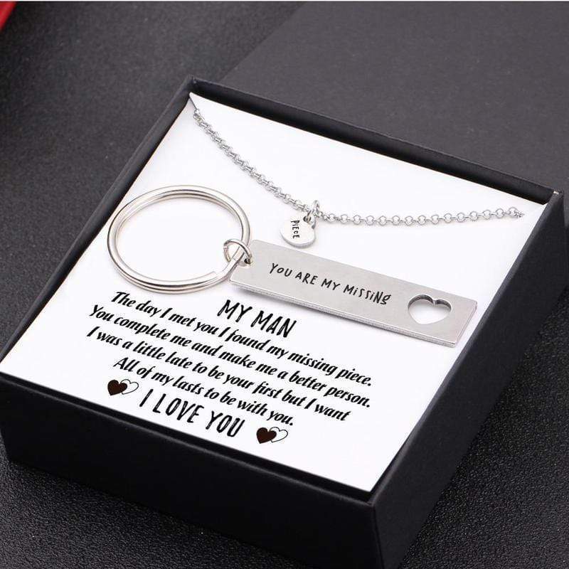 Gift To My Man Keychain Necklace Set - I Want All Of My Lasts To Be With You