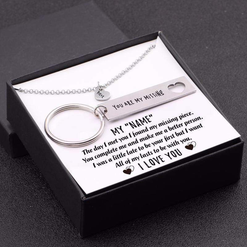 Gift To My Man Keychain Necklace Set - I Want All Of My Lasts To Be With You