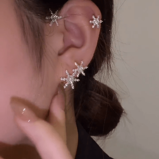 Punch-free Ear Studs Earring With Snowflake or Butterfly